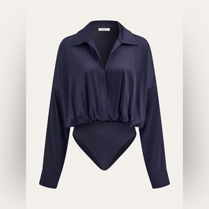 COMMENSE Satin V neck Bodysuit